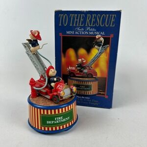 Enesco Mice On Fire‎ Truck Fire Department To the Rescue Mini Action Musical VTG